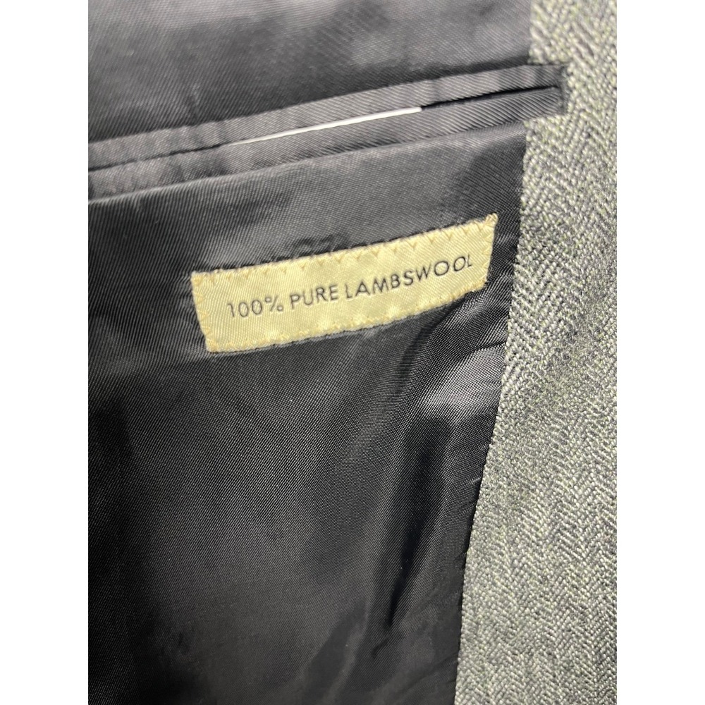 Alan Flusser Men's Grey Herringbone 100% Pure Lambswool Blazer Jacket‎ Size 48L - Picture 6 of 13